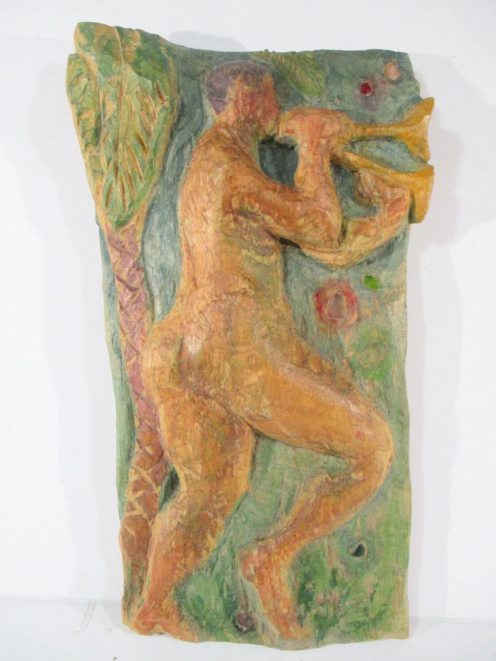 1980s Robert Huber Abstract Figurative Bas-Relief Wood Carving - 2