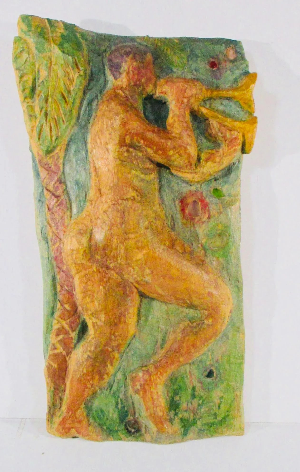 1980s Robert Huber Abstract Figurative Bas-Relief Wood Carving - 6