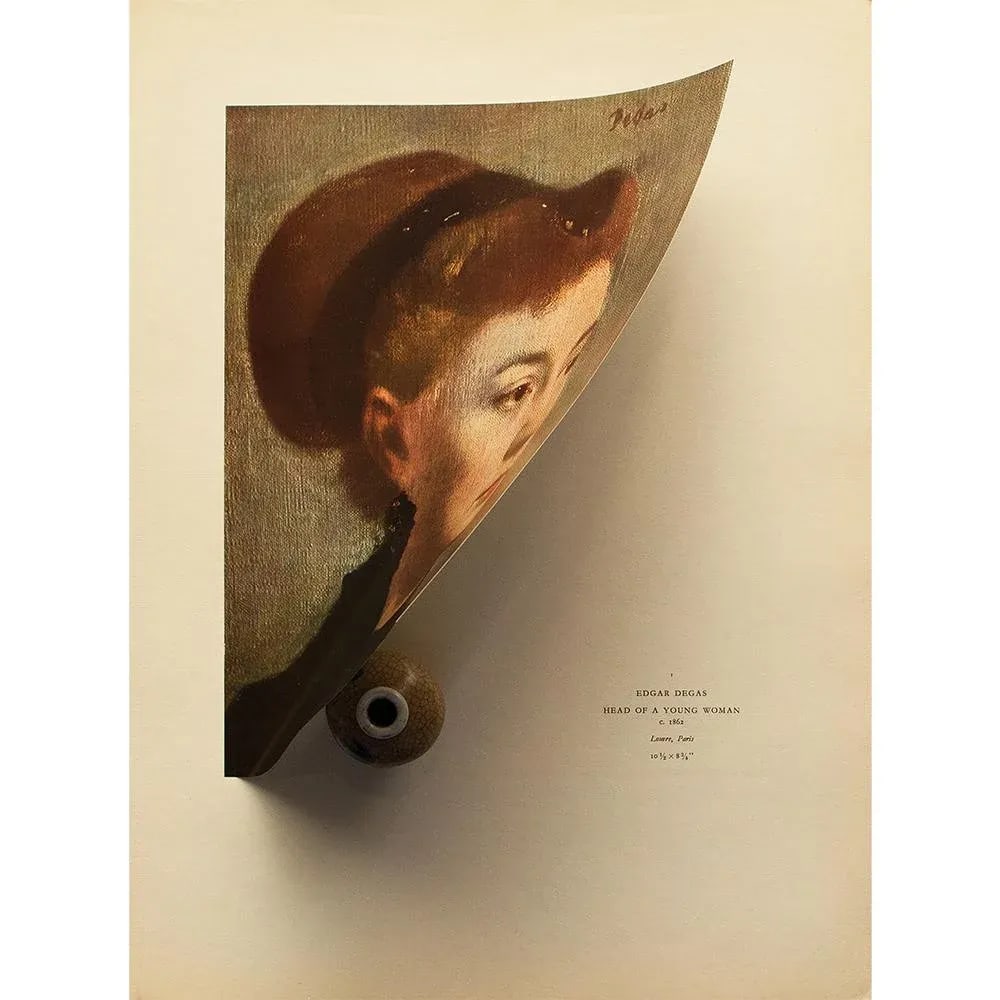 1940s After Edgar Degas "Head of a Young Woman" Vintage Swiss Full-Color Print - 3