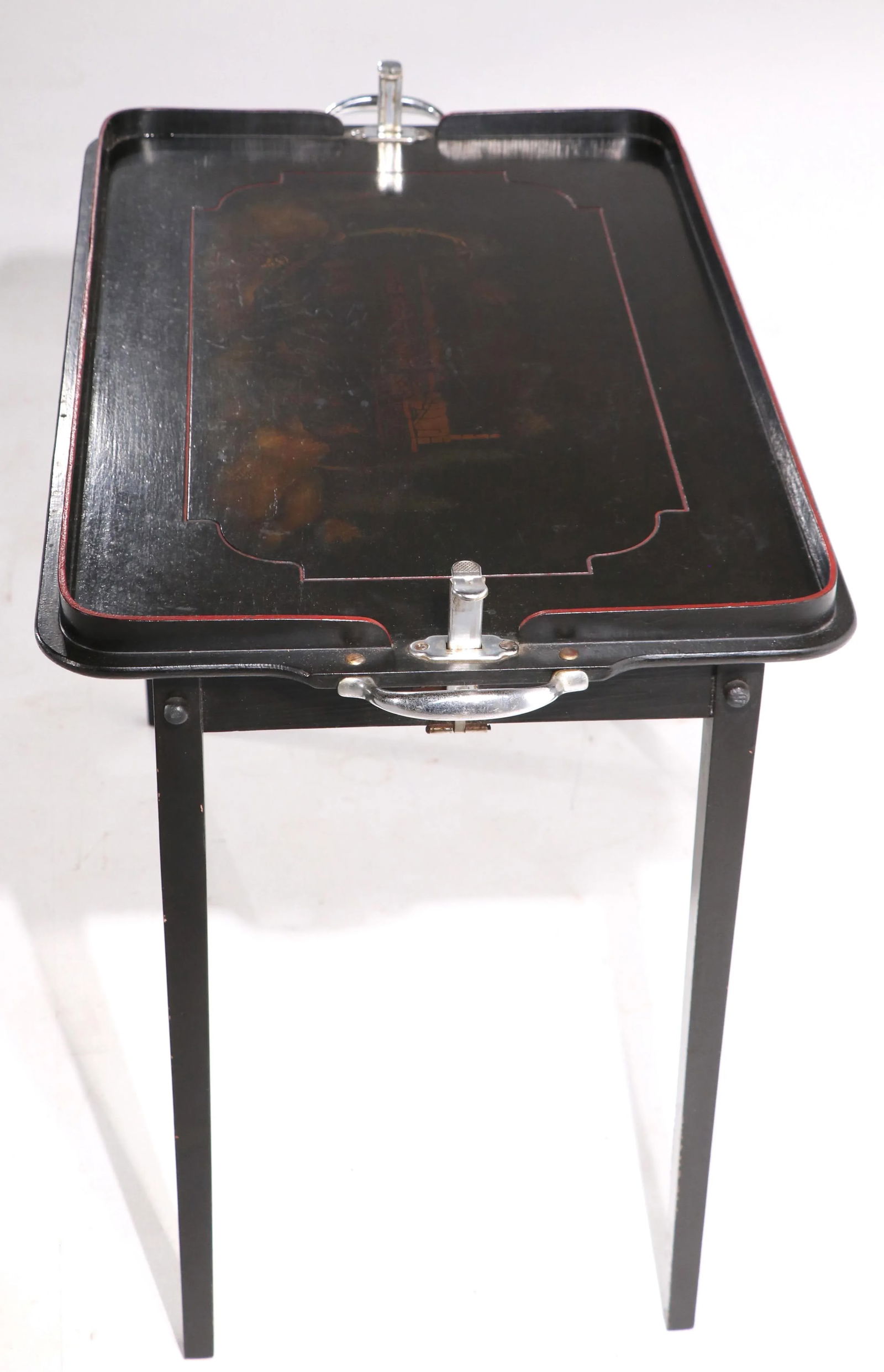 Vintage Folding Table With Train Motif - 10