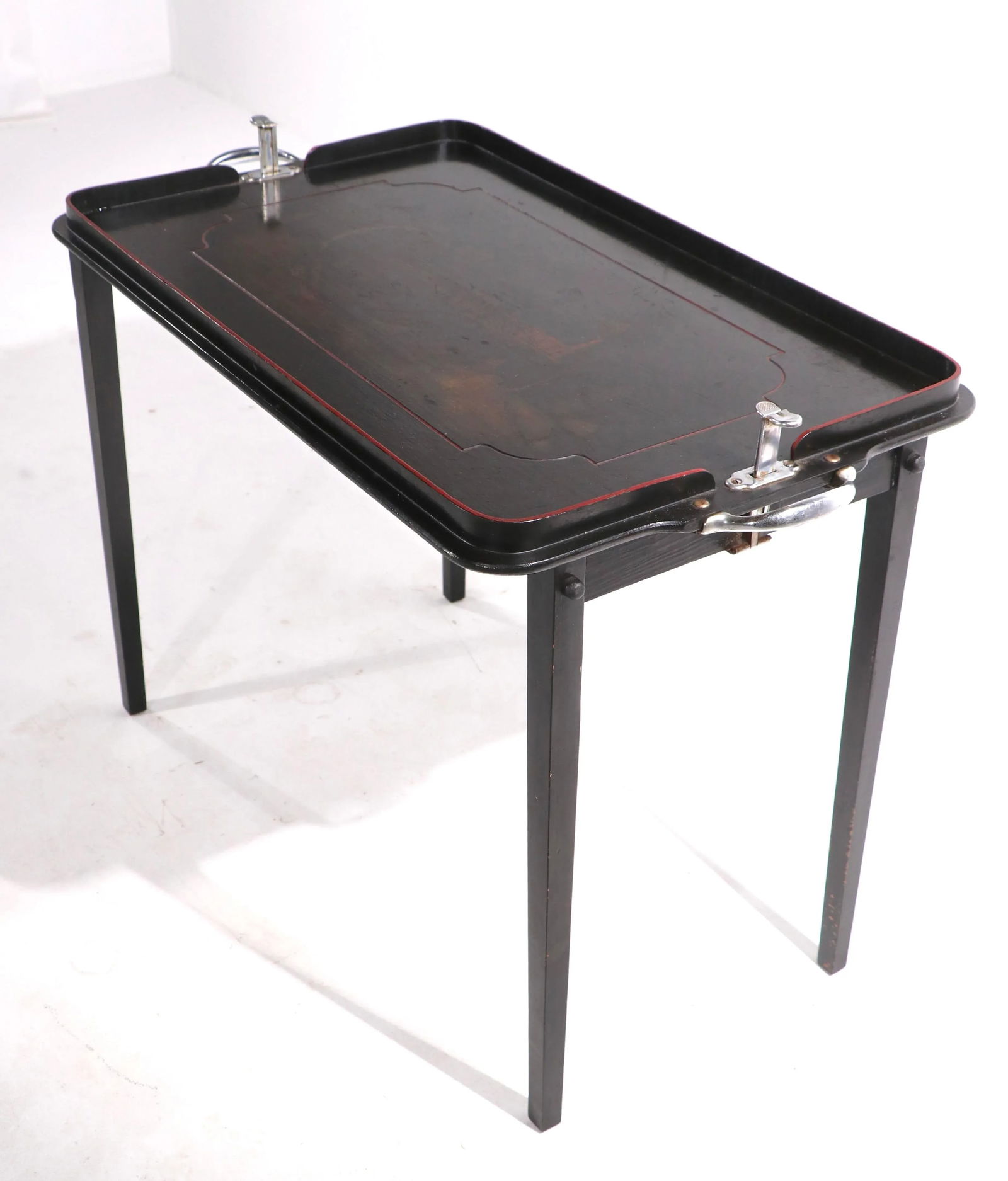 Vintage Folding Table With Train Motif - 13