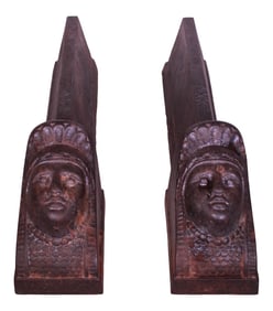 Antique Napoleon III Iron Chenettes - a Pair