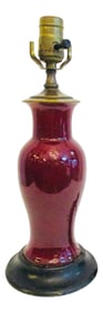 Antique 1910s Chinese Oxblood Baluster Vase Lamp