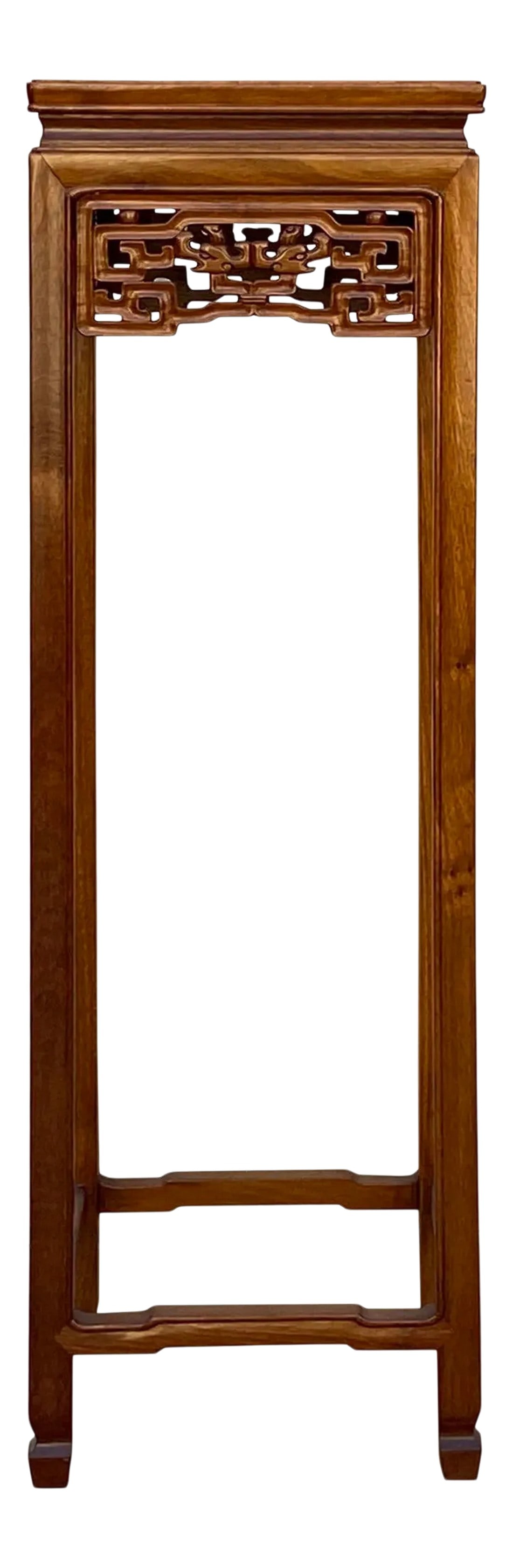 Chinese Oriental Square Light Brown Stain Plant Stand Pedestal Table (1 of 6)