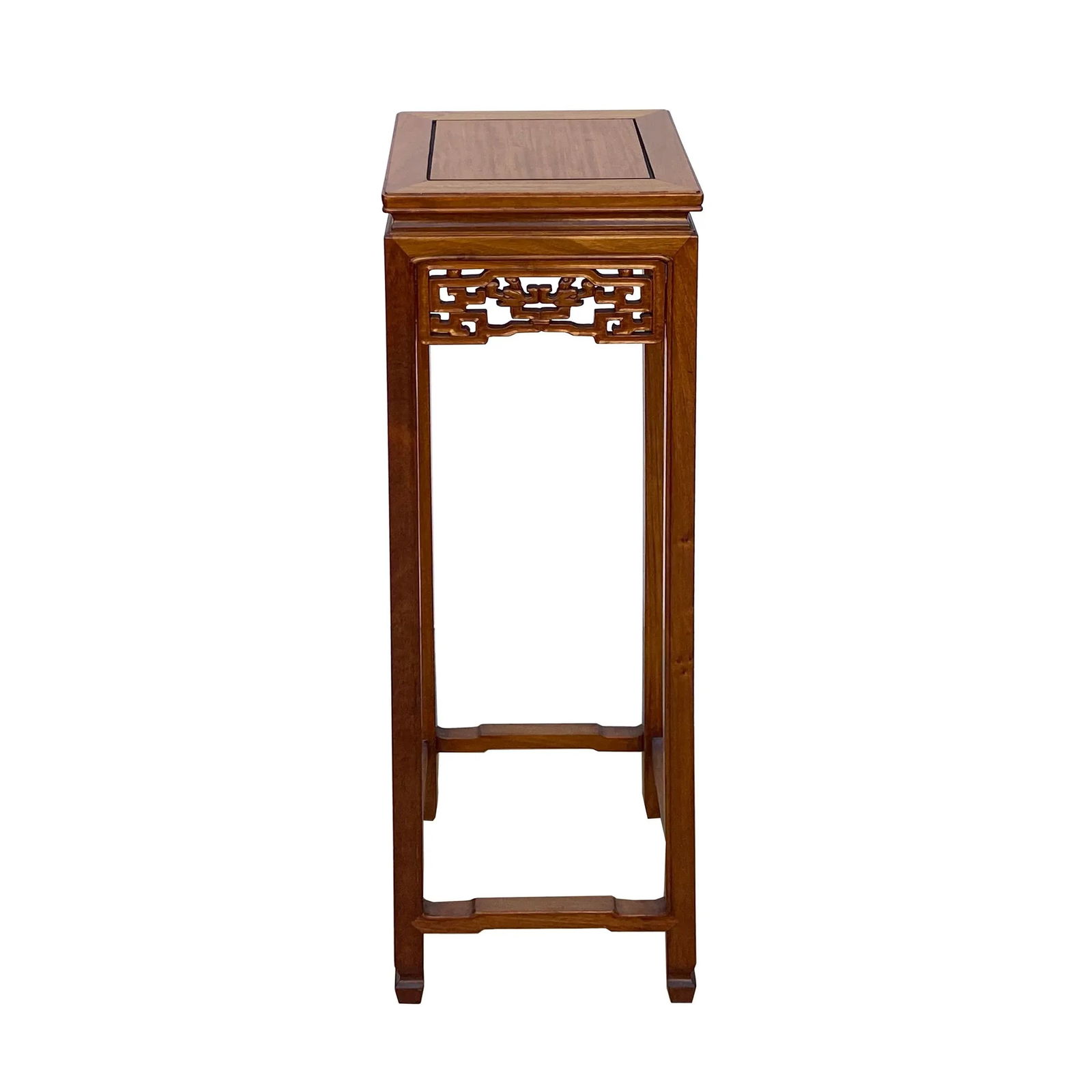 Chinese Oriental Square Light Brown Stain Plant Stand Pedestal Table - 2