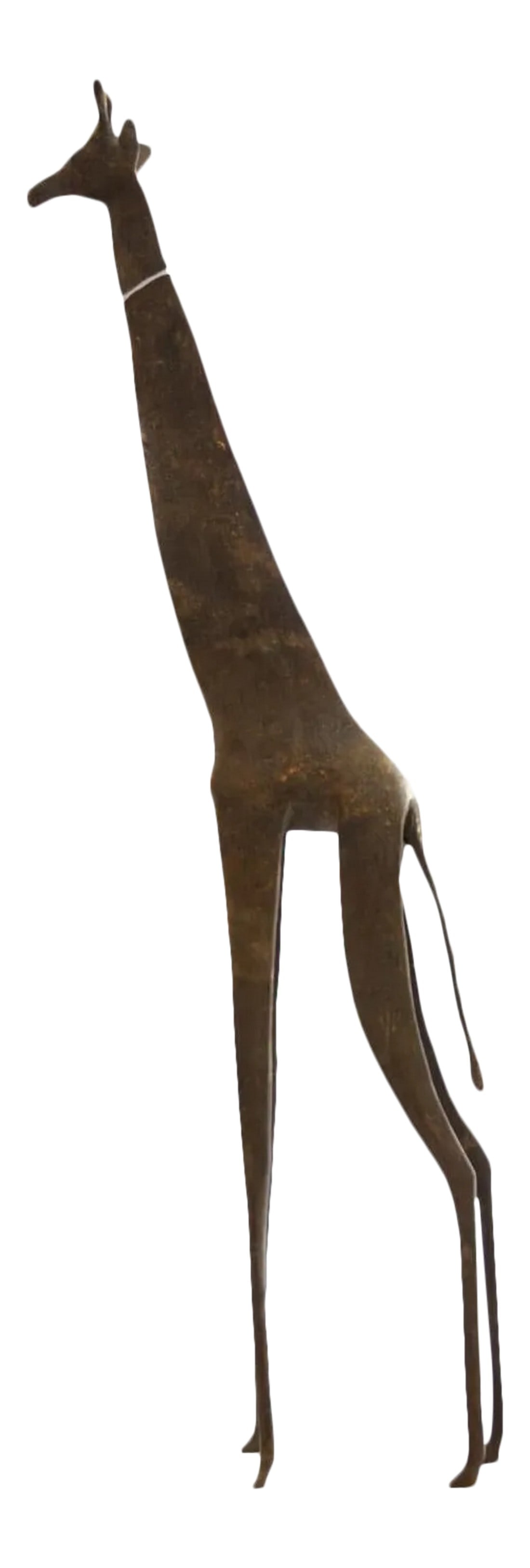 Vintage African Bronze Alloy Giraffe: :: Vintage handmade African bronze alloy giraffe. Made approximately 40-70 years ago, each figure in this collection represents a different variation of protection and spirit used inside and outside o