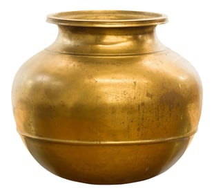Indian 19th Century Brass Water Jug with Incised Calligraphy