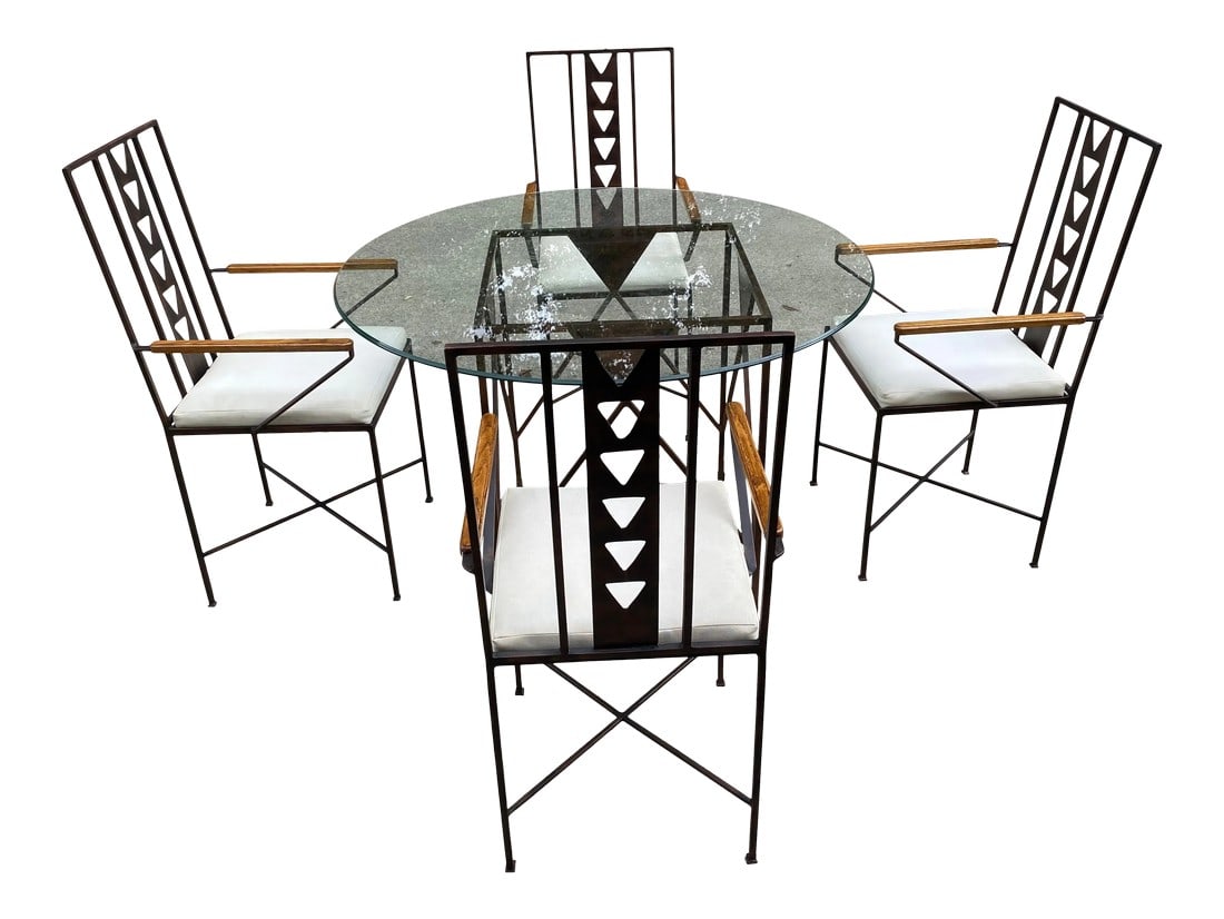 Vintage Mid-Century Modern Metal and Wooden Dining Set - 5 Pieces (1 of 9)