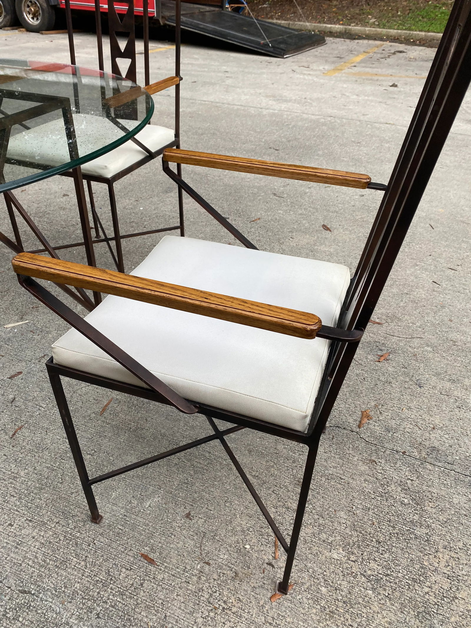 Vintage Mid-Century Modern Metal and Wooden Dining Set - 5 Pieces - 2