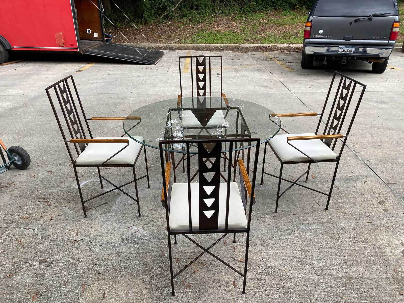Vintage Mid-Century Modern Metal and Wooden Dining Set - 5 Pieces - 3