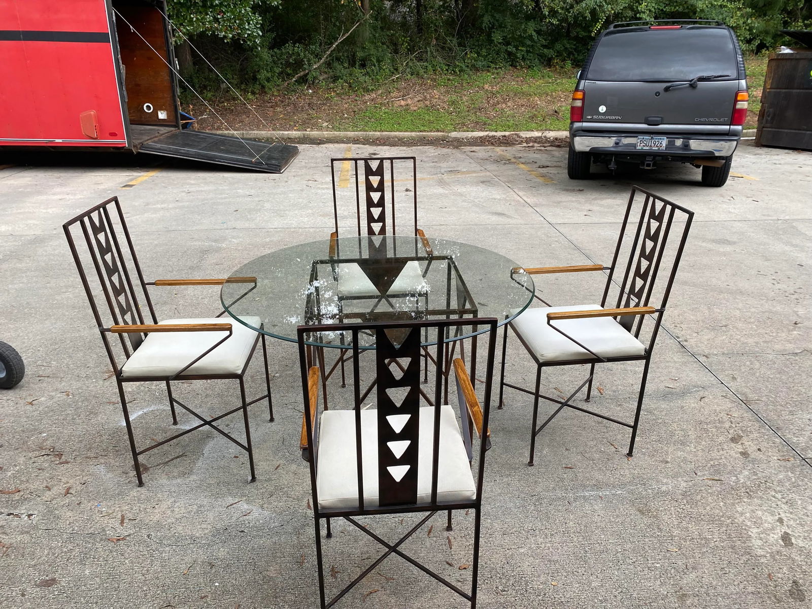 Vintage Mid-Century Modern Metal and Wooden Dining Set - 5 Pieces - 4