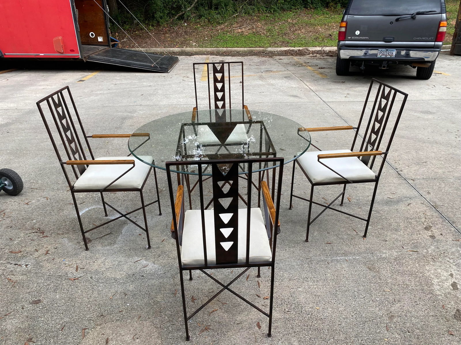 Vintage Mid-Century Modern Metal and Wooden Dining Set - 5 Pieces - 9