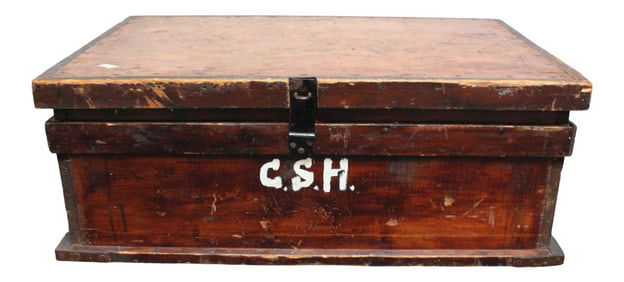 Early 20th Century American Hand Carved "Csh" Collector's Chest