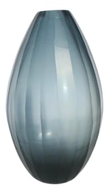 1990s Dark Grey Cut Art Glass Vase