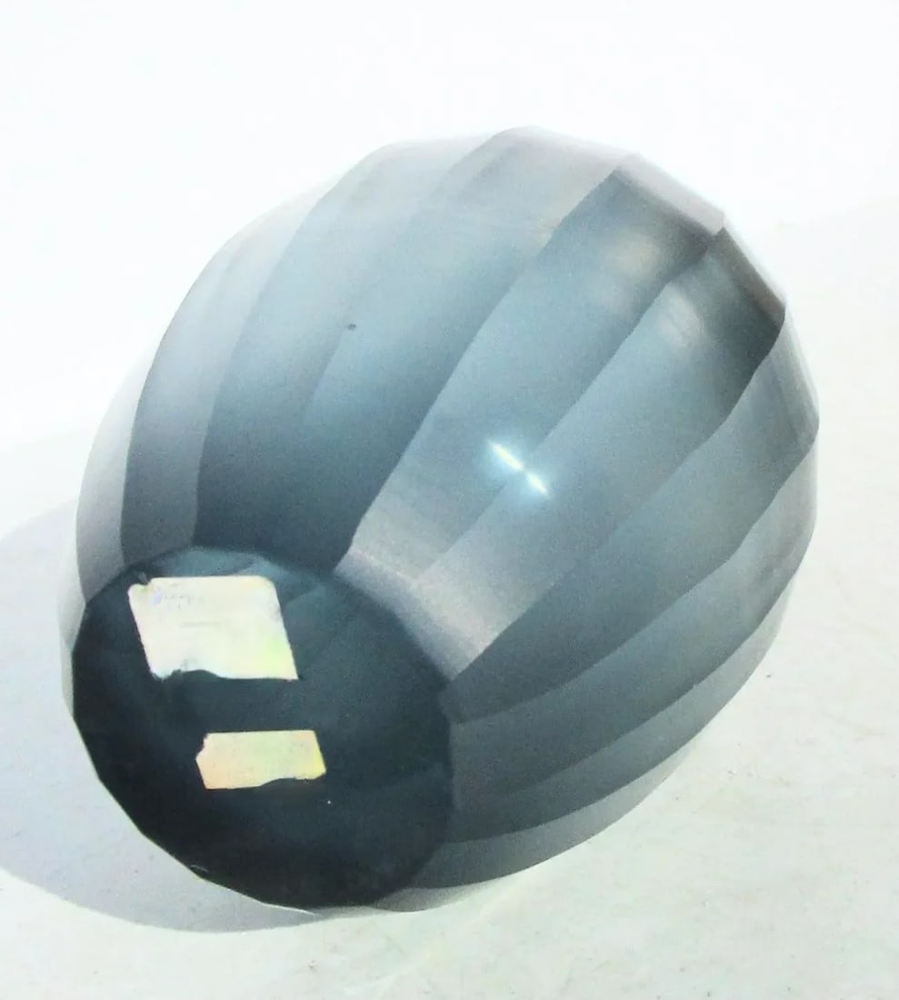 1990s Dark Grey Cut Art Glass Vase - 5