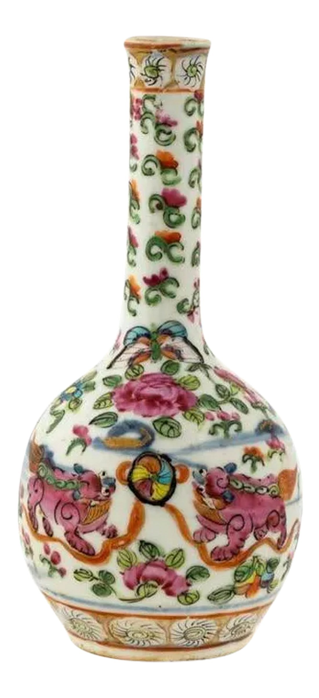 Chinese Small Famille Rose Medallion Porcelain Bottle Vase (1 of 6)