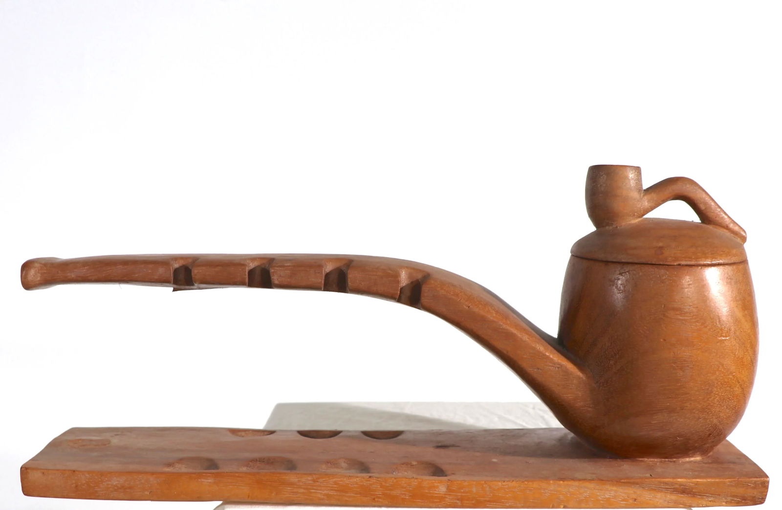 Folk Art Carved Wood Pipe Stand - 2