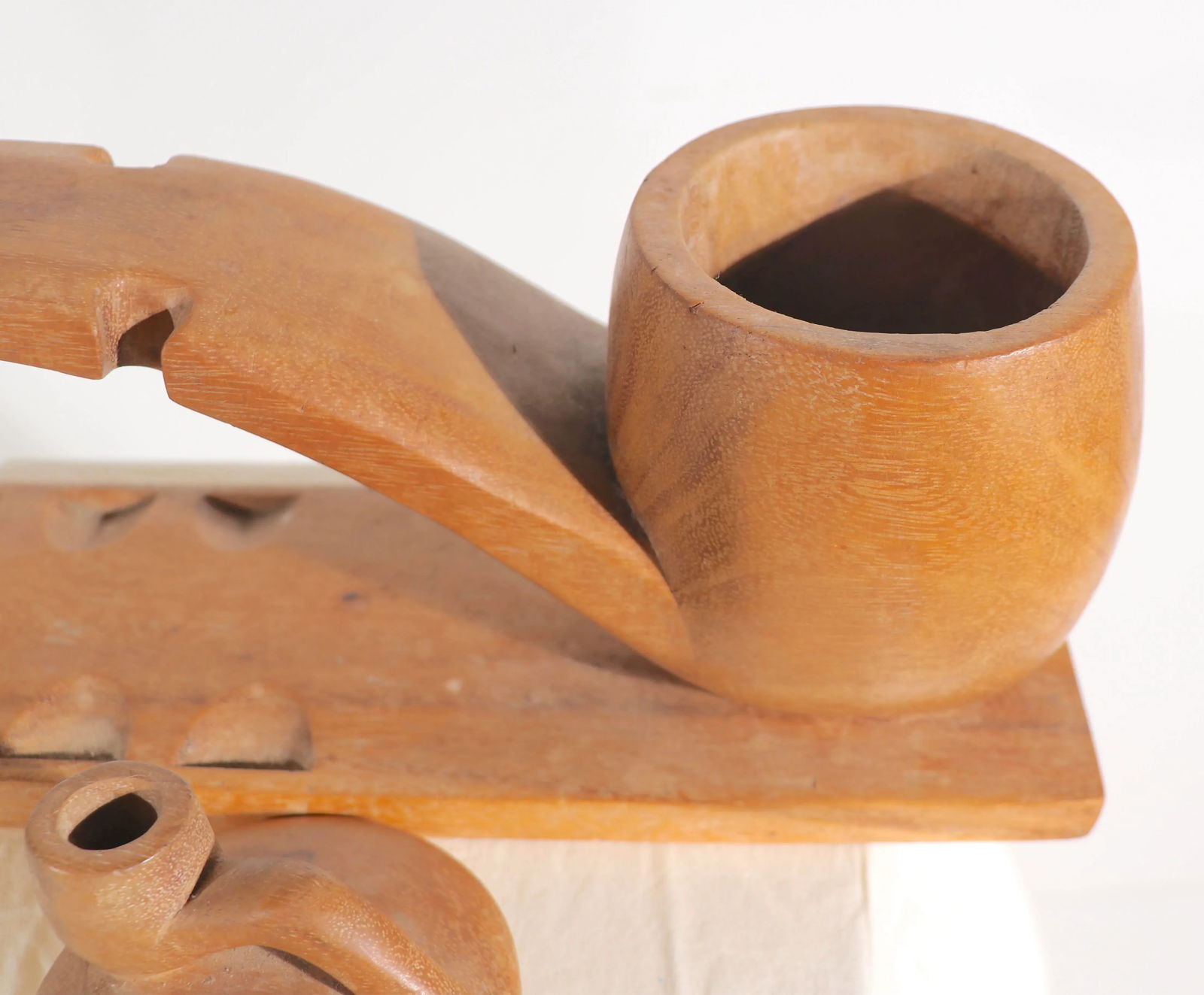 Folk Art Carved Wood Pipe Stand - 3