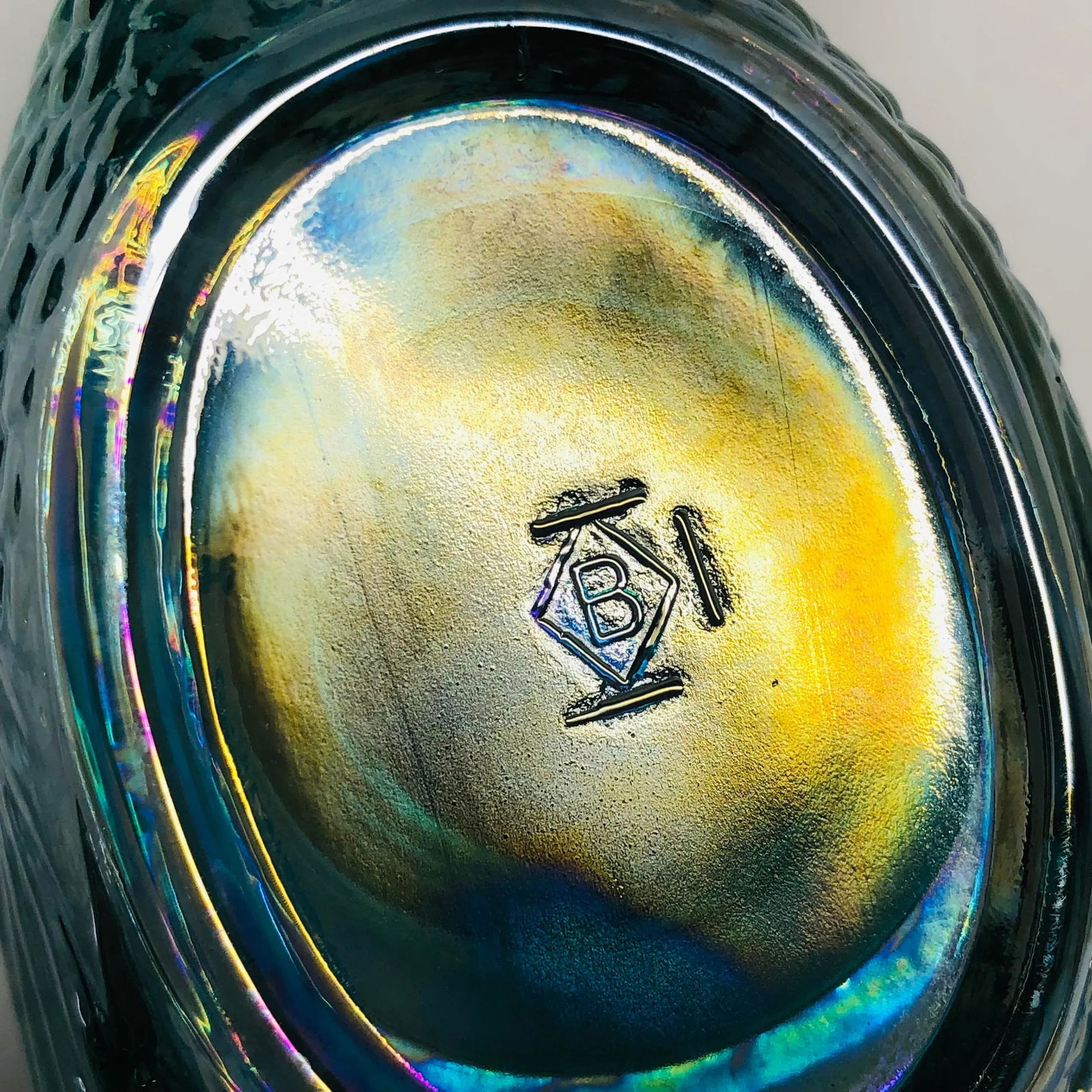 Boyd's Art Glass Blue Iridescent Swan Candle Holders - a Pair - 7