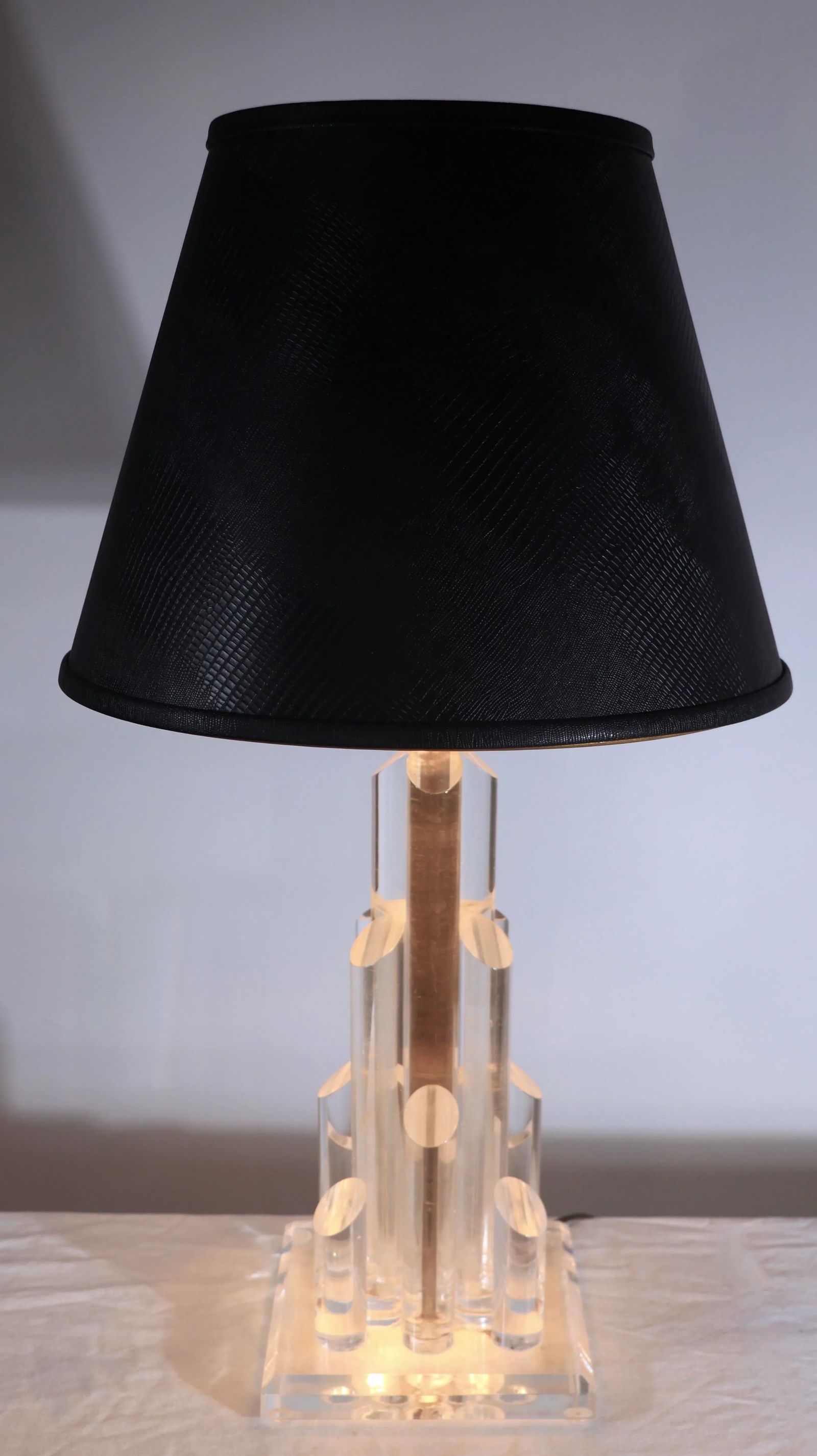 Chic Stepped Skyscraper Form Lucite Table Lamp - 11