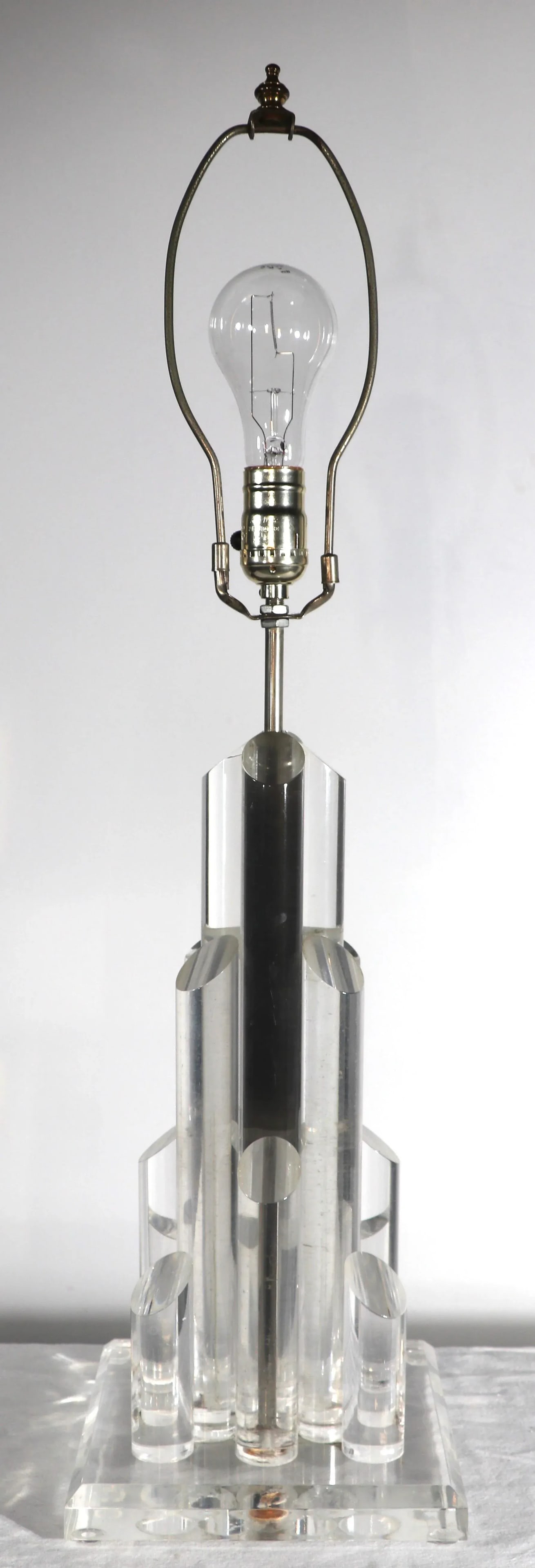 Chic Stepped Skyscraper Form Lucite Table Lamp - 2