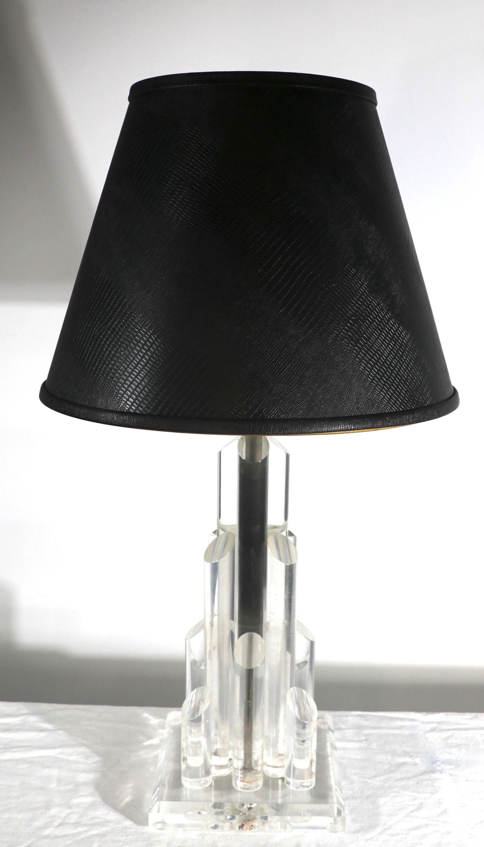 Chic Stepped Skyscraper Form Lucite Table Lamp - 6