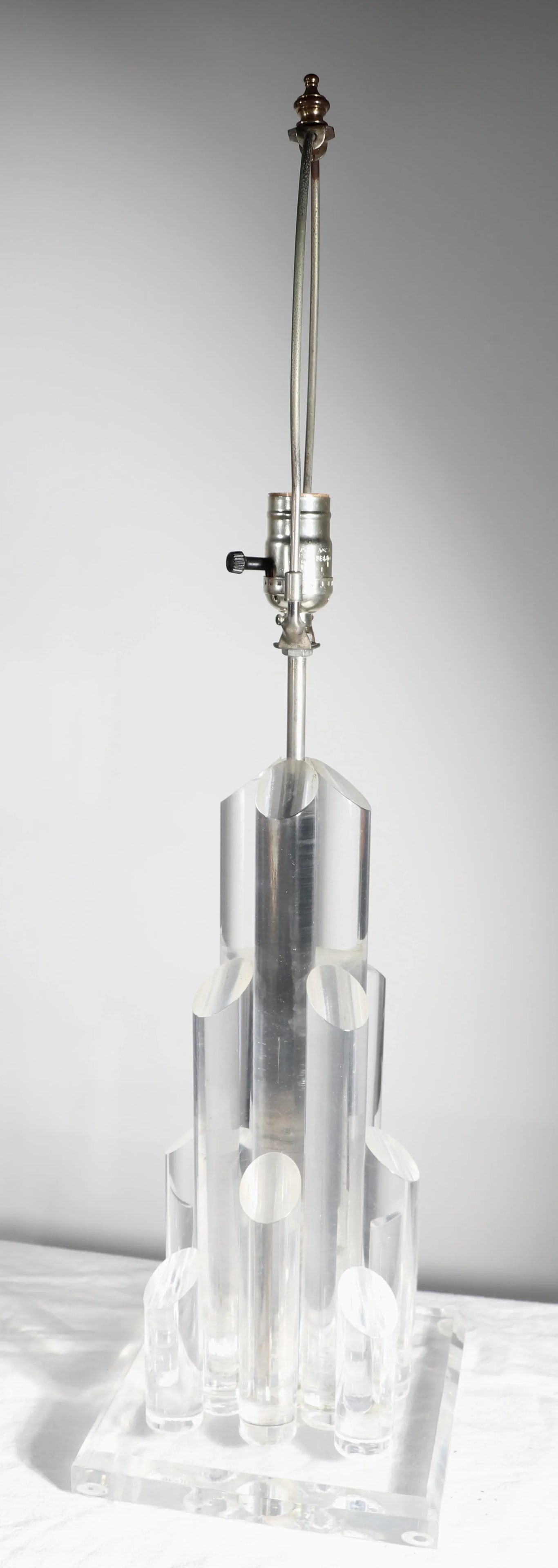 Chic Stepped Skyscraper Form Lucite Table Lamp - 8