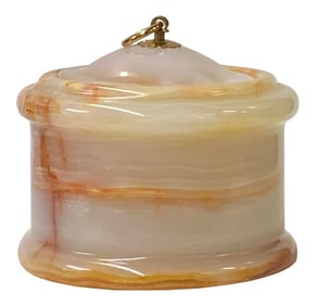 Chinese Off White Brown Color Stone Carved Container Display