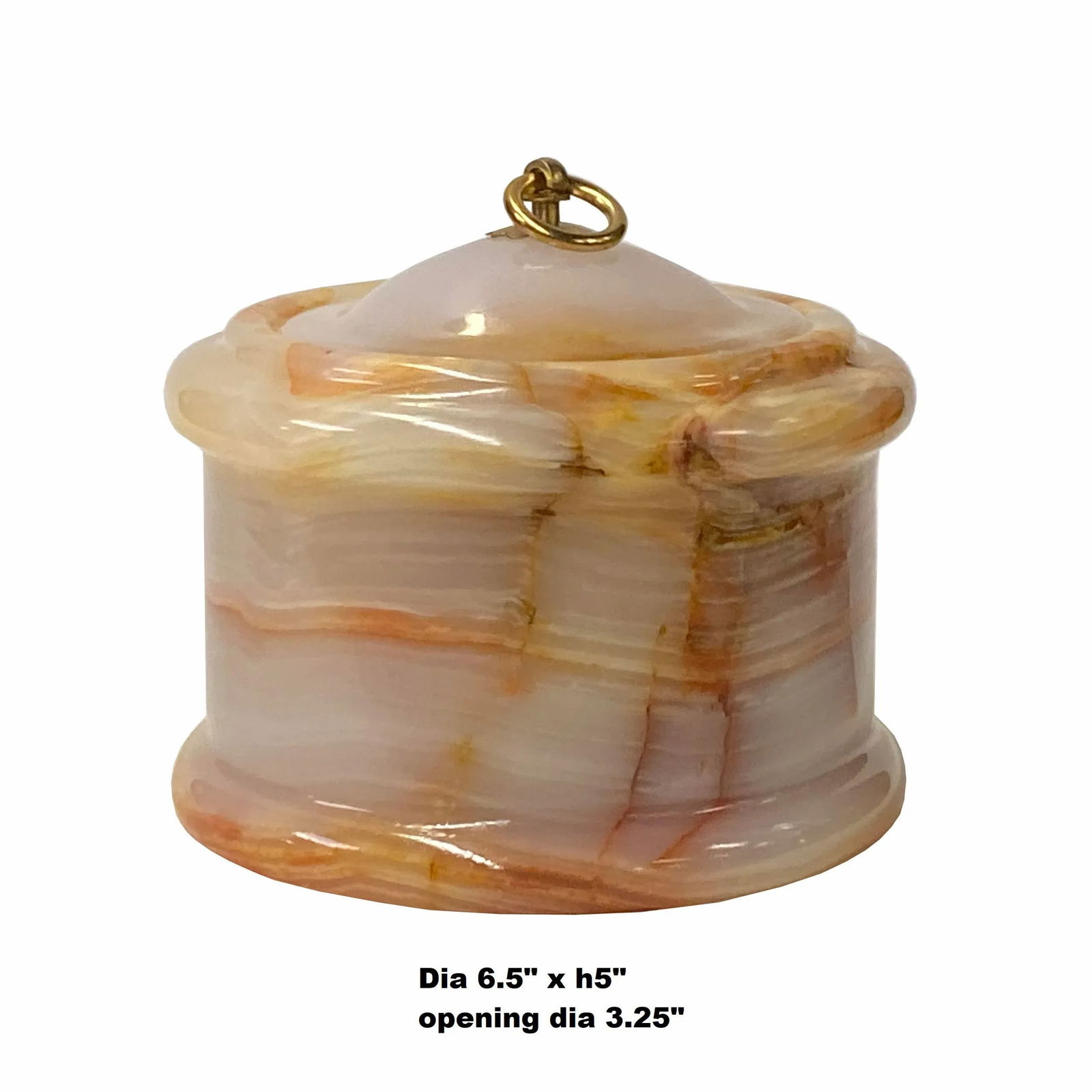 Chinese Off White Brown Color Stone Carved Container Display - 2