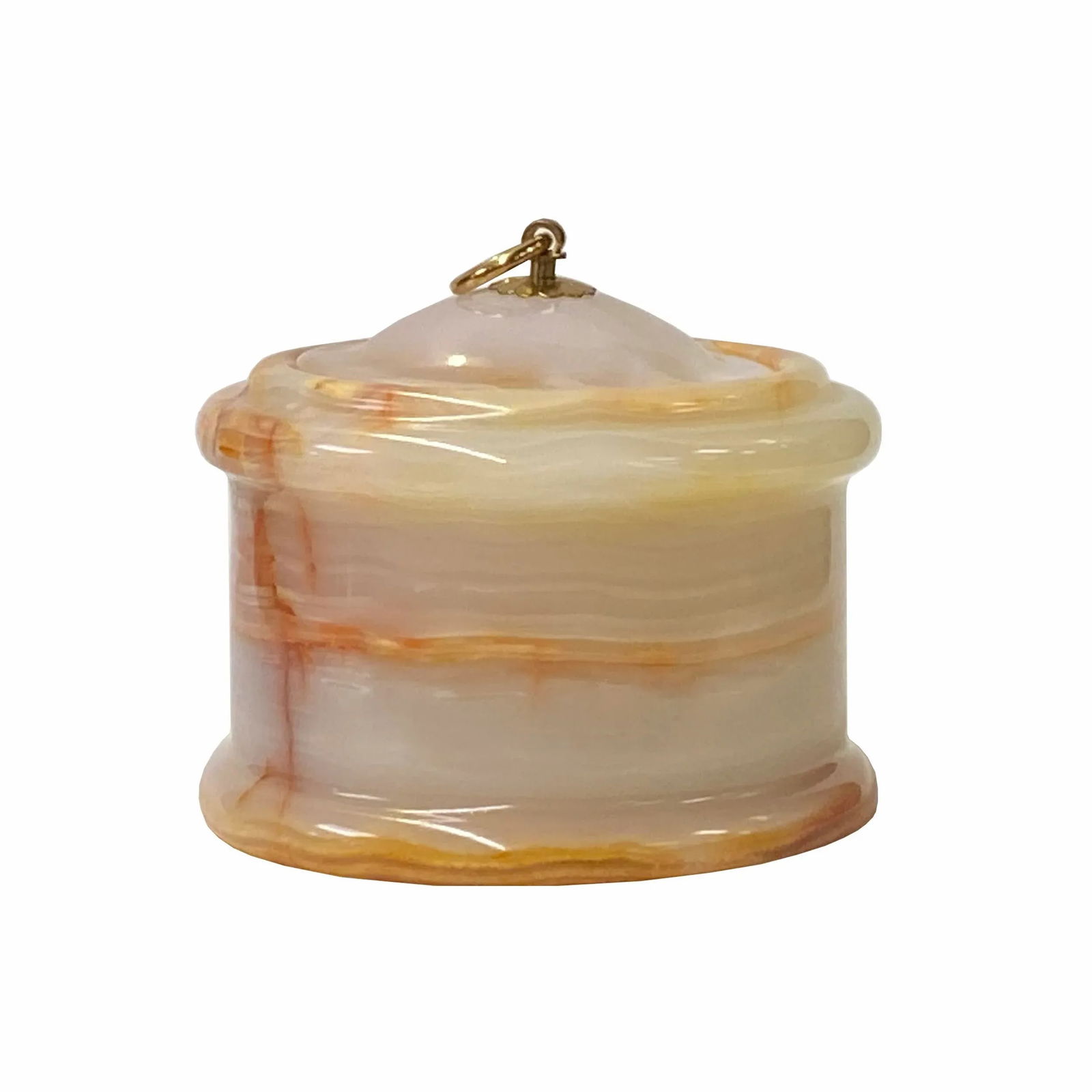 Chinese Off White Brown Color Stone Carved Container Display - 6