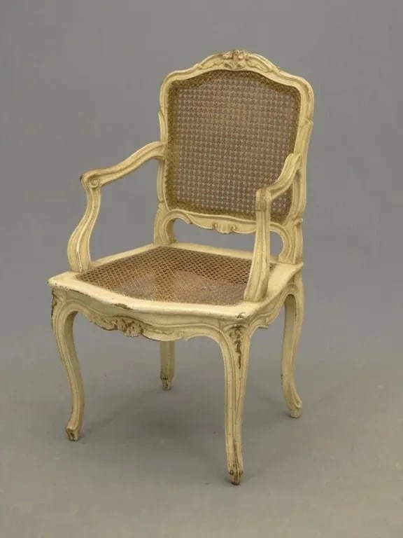 1920s Vintage Louis XV-Style French Caned Arm Chairs - Set of 4 - 12