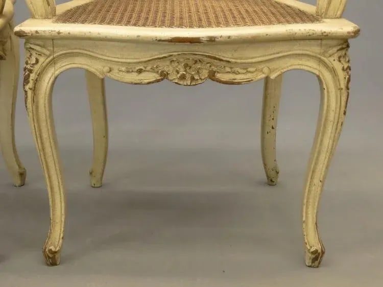 1920s Vintage Louis XV-Style French Caned Arm Chairs - Set of 4 - 7