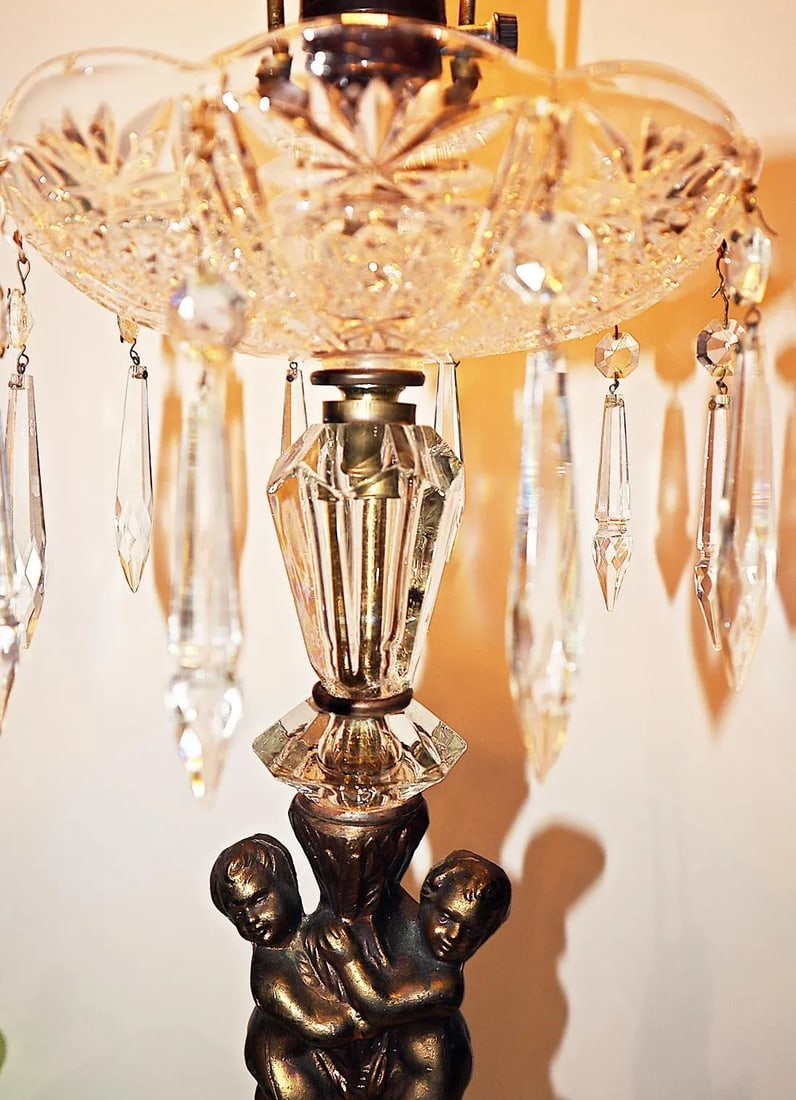 Hollywood Regency Crystal Cherub Table Lamp - 3