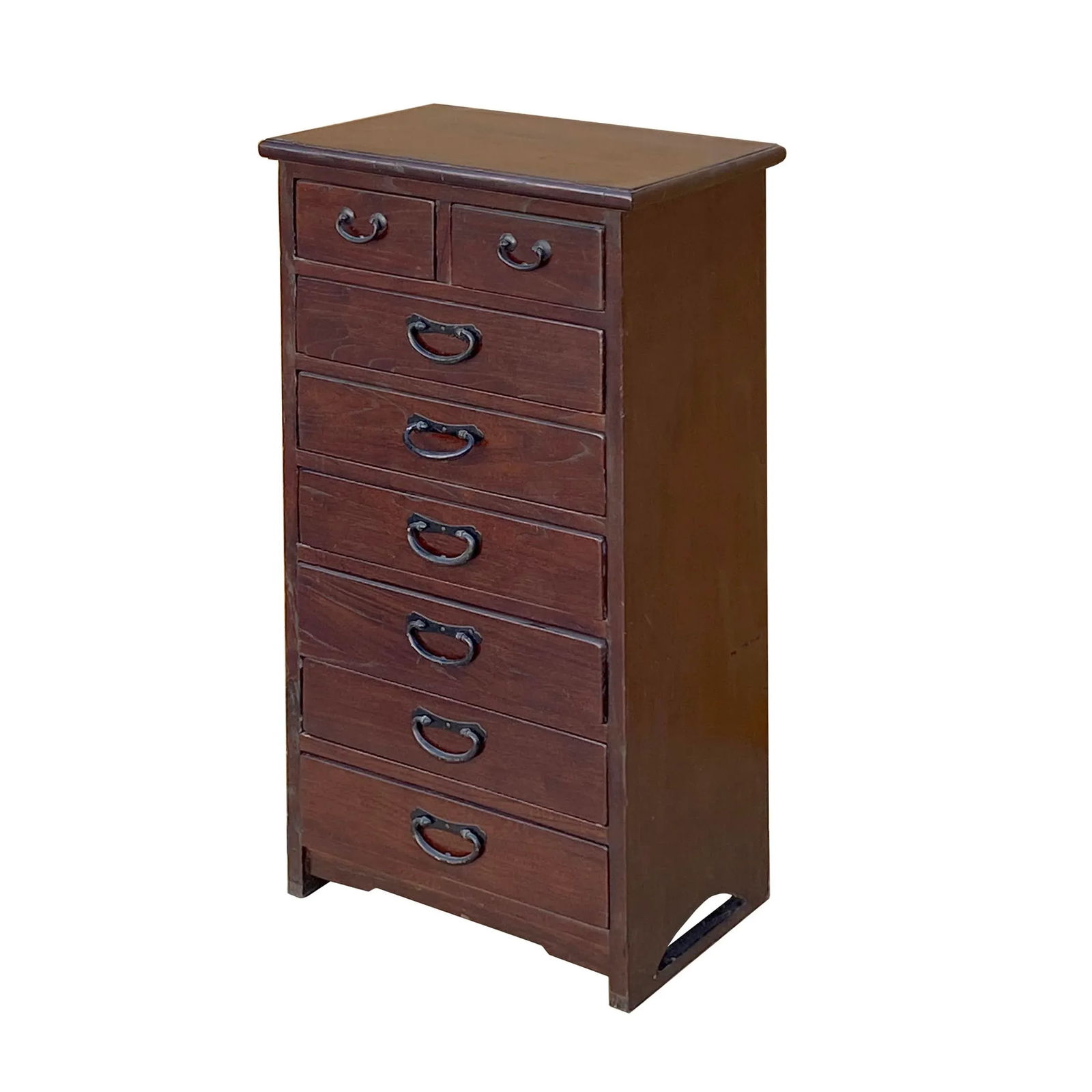 Oriental Chinese Brown 8 Drawers Slim File Storage Cabinet - 3