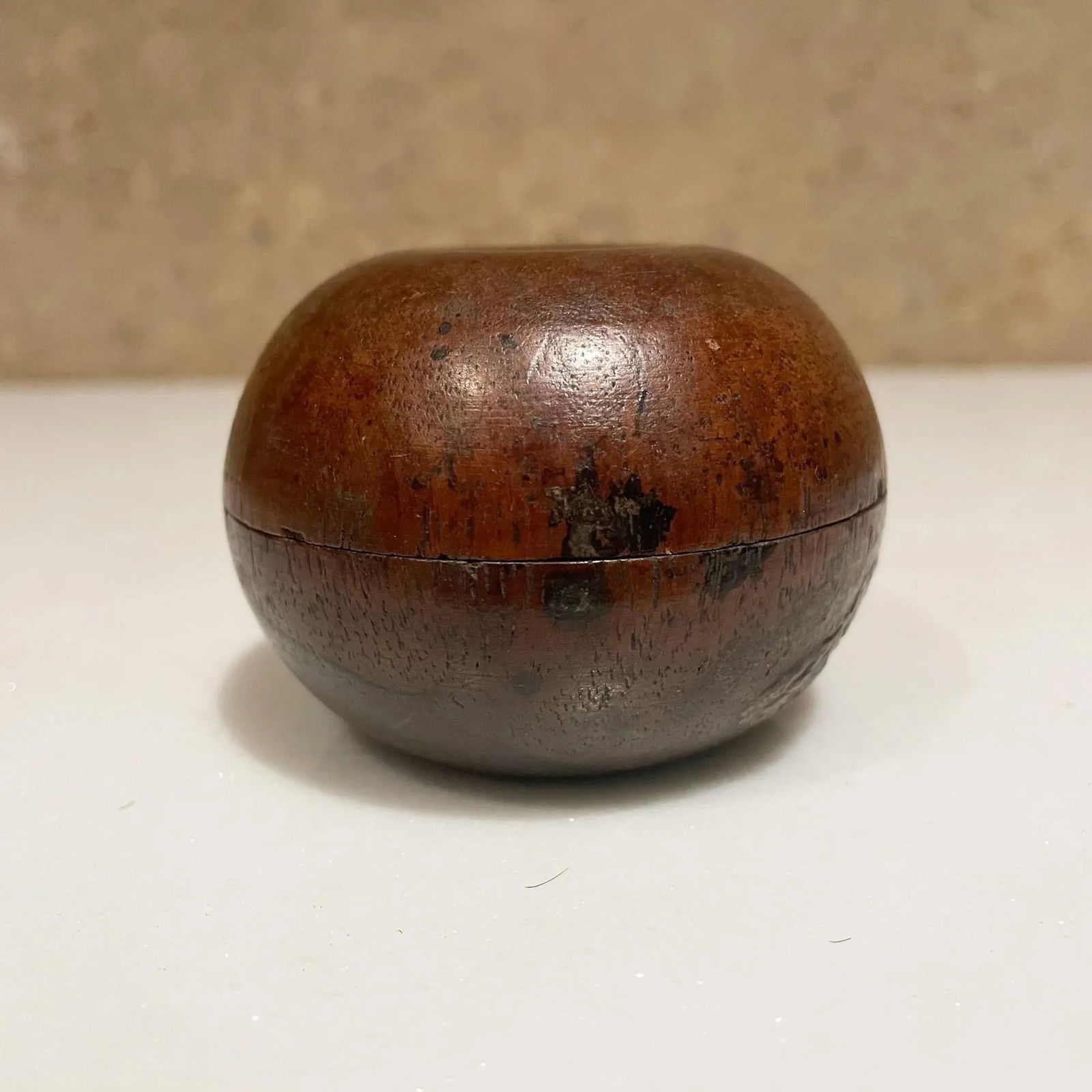 1970s Small Lidded Wood Vessel Container - 9