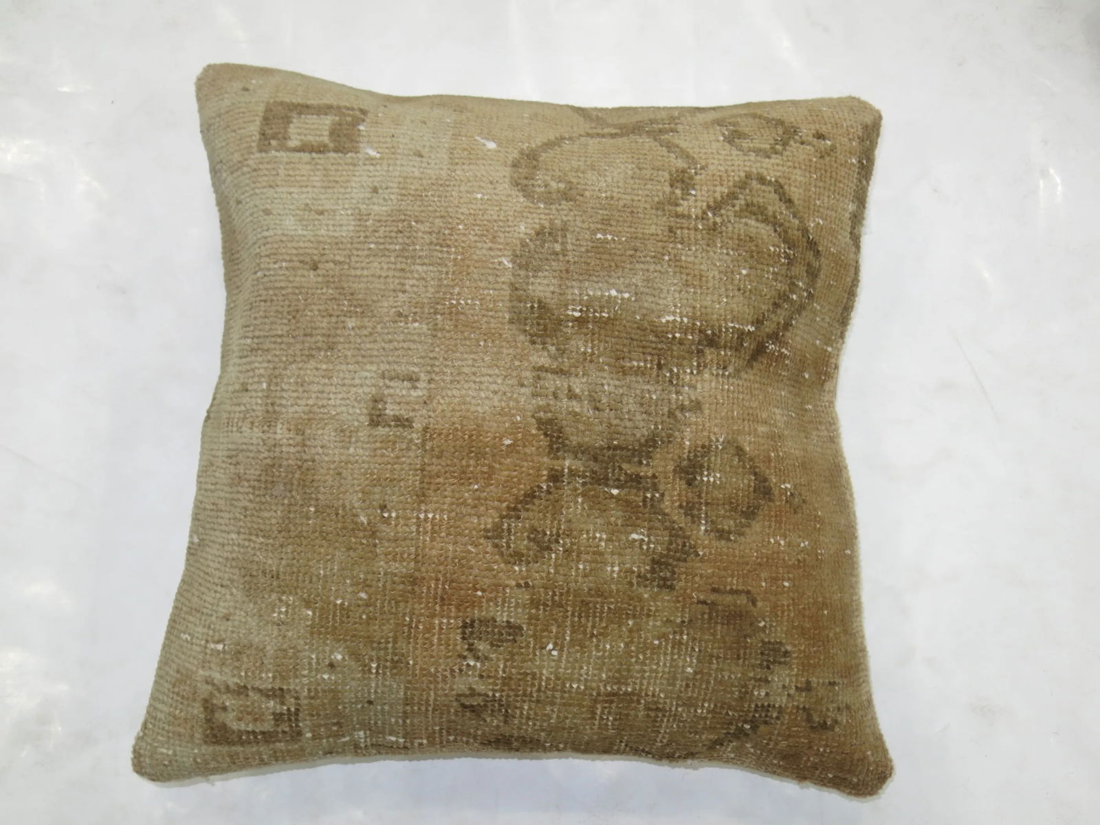 Vintage Beige Turkish Rug Pillow, 1'8'' X 1'8'' - 3