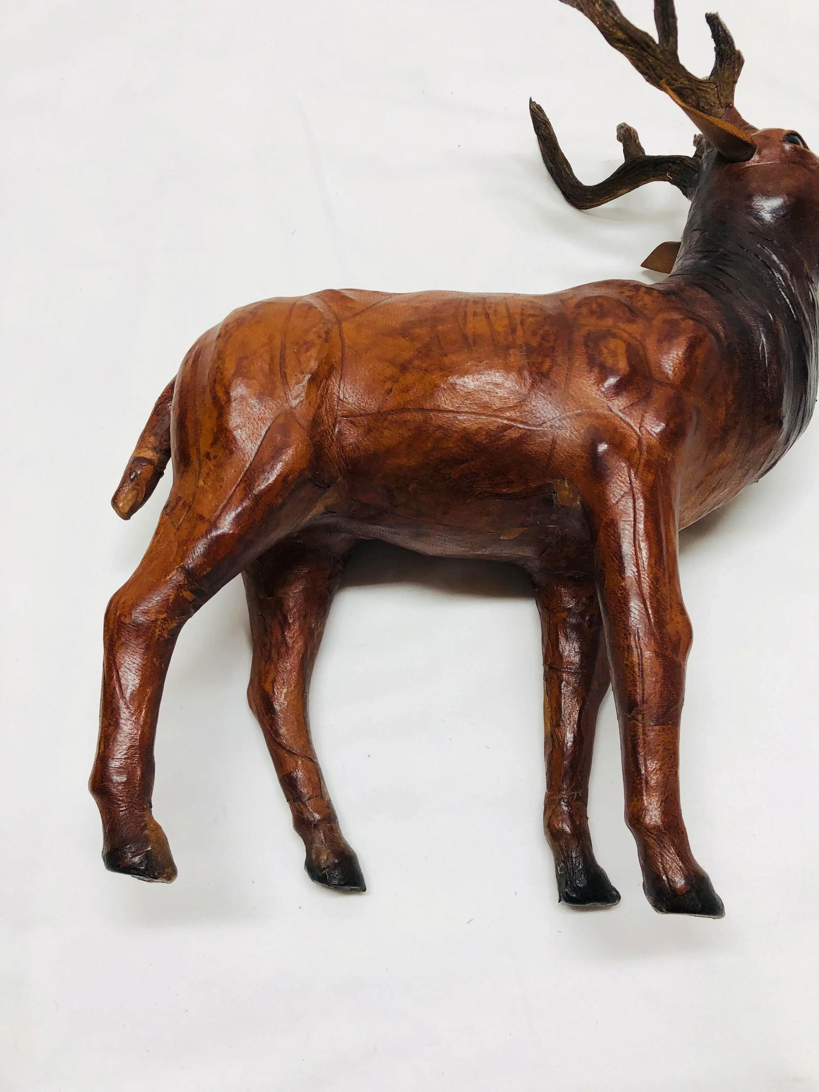 Vintage Leather Wrapped Stag Figure - 10