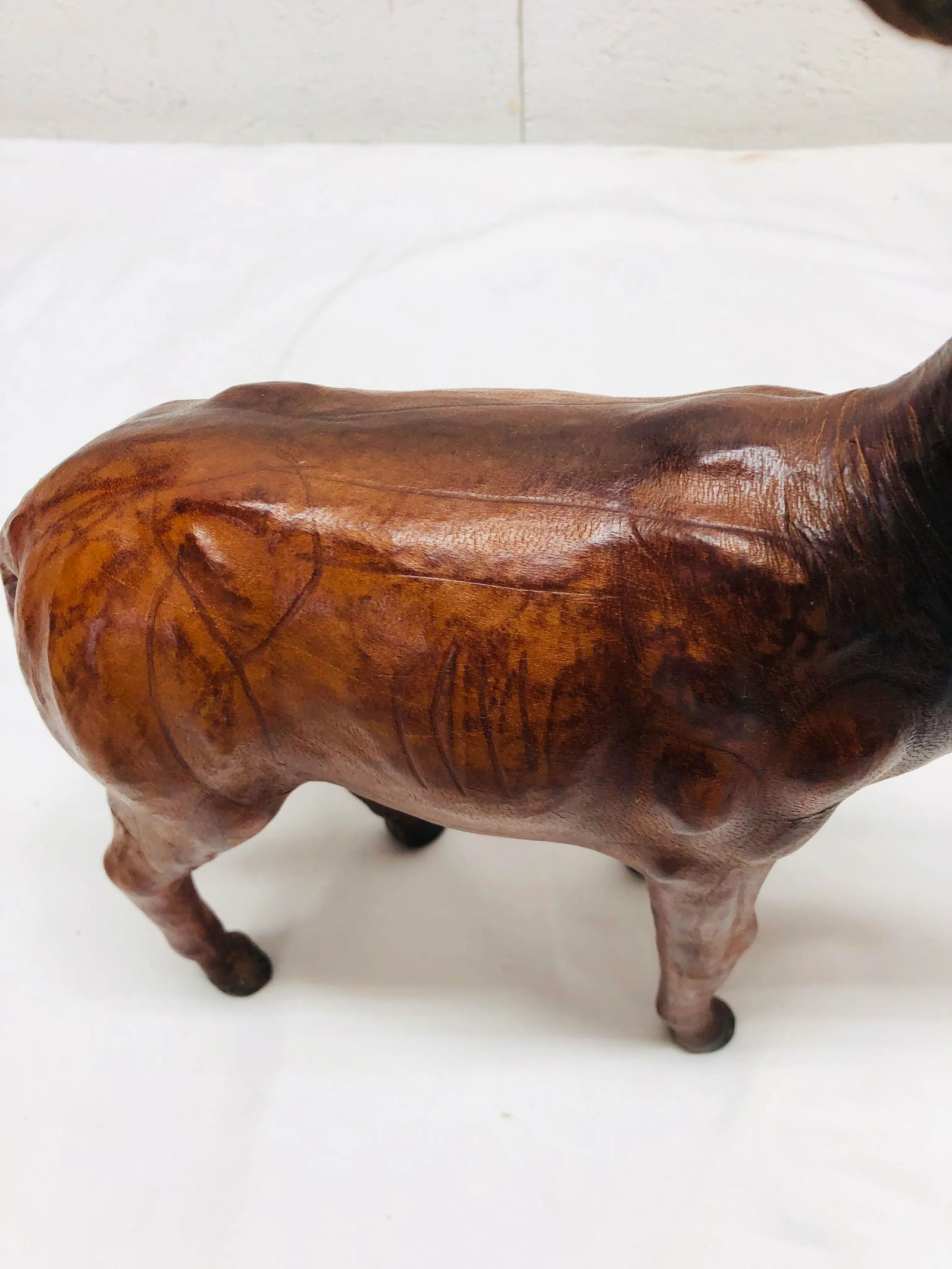 Vintage Leather Wrapped Stag Figure - 11