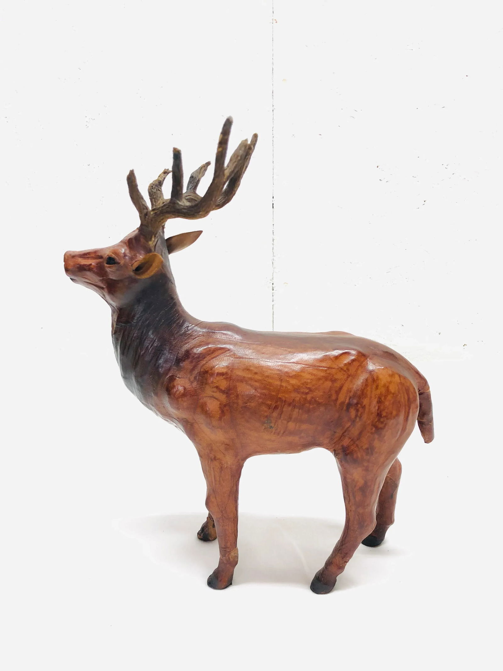 Vintage Leather Wrapped Stag Figure - 2
