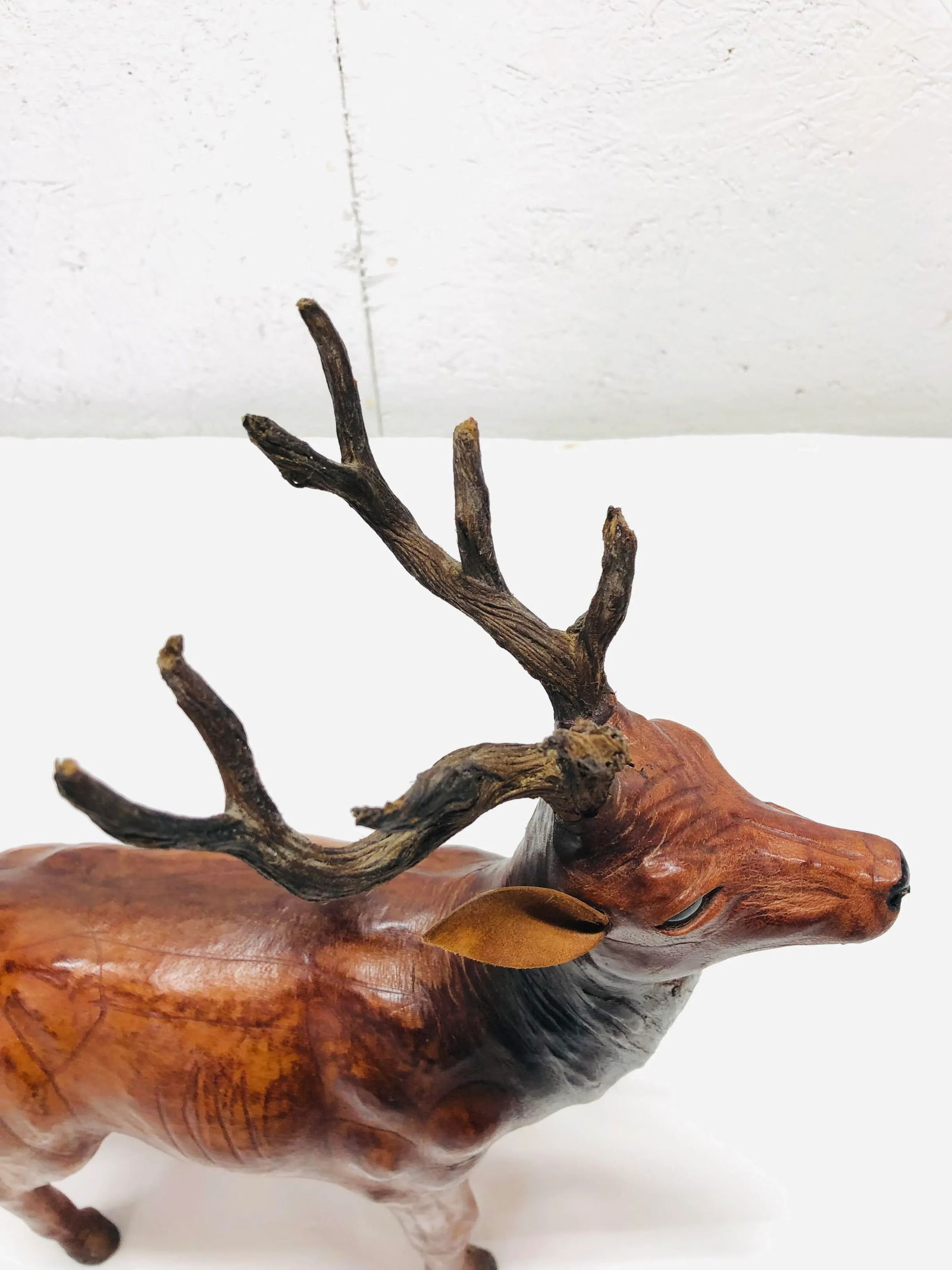 Vintage Leather Wrapped Stag Figure - 4
