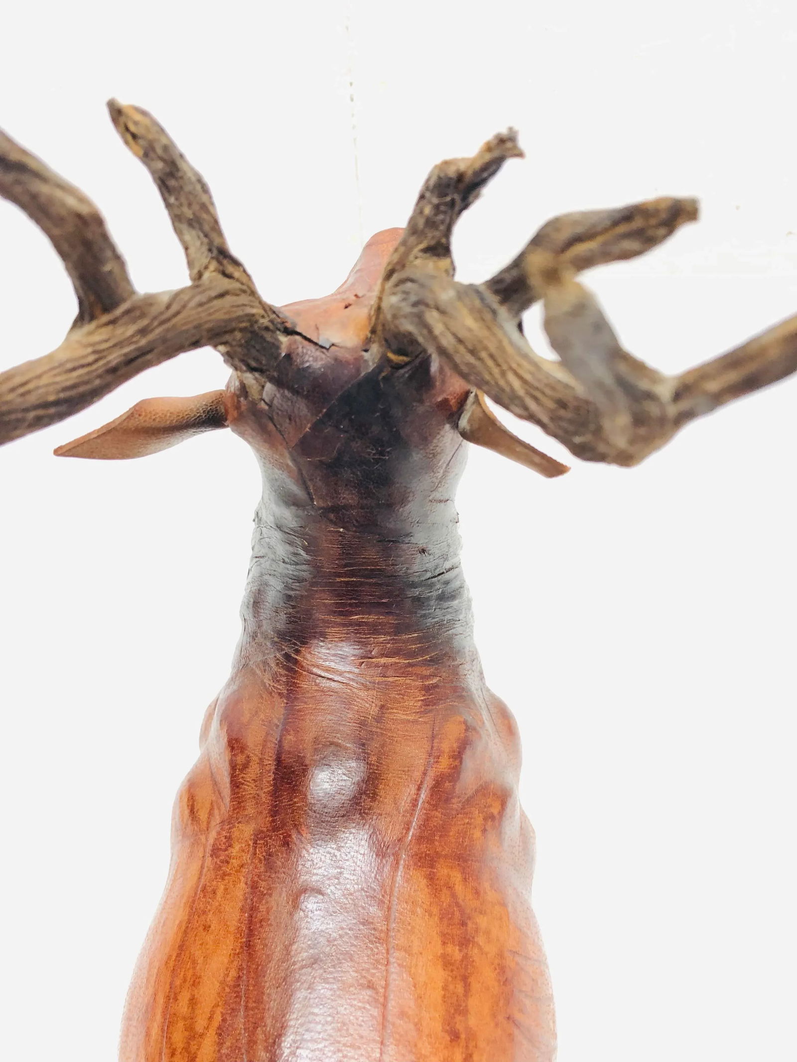 Vintage Leather Wrapped Stag Figure - 5