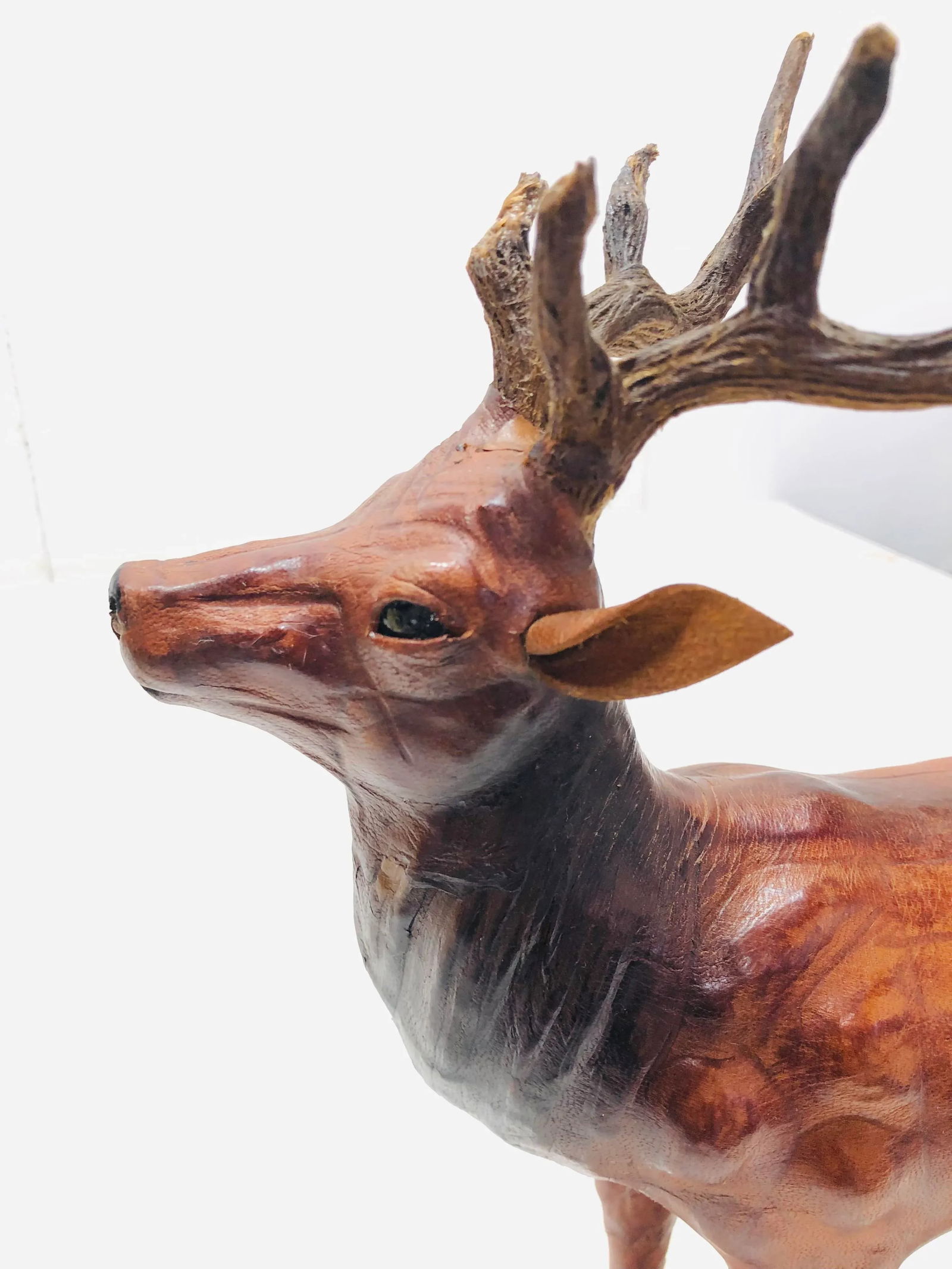 Vintage Leather Wrapped Stag Figure - 7