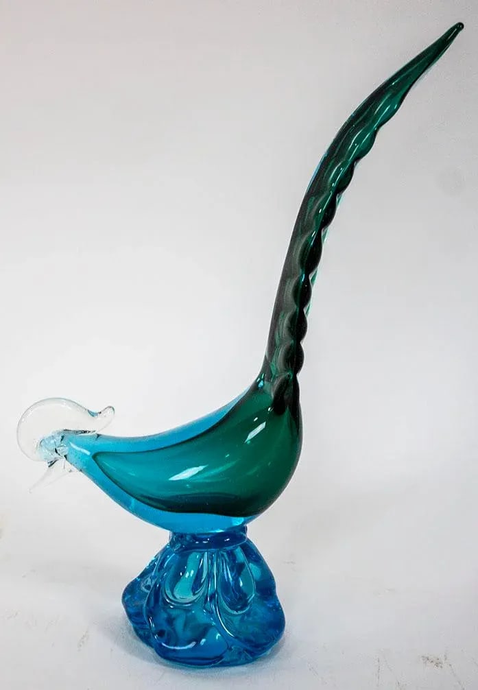 Mid Century Murano Teal Peacock - 2