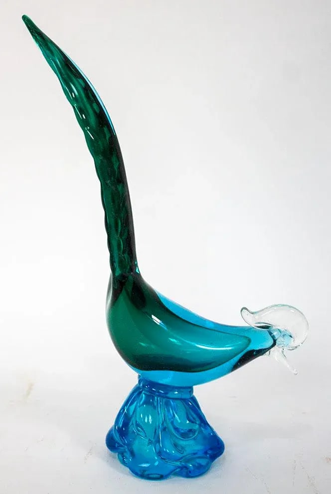 Mid Century Murano Teal Peacock - 3