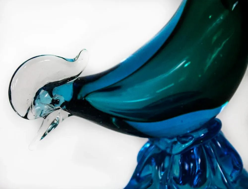 Mid Century Murano Teal Peacock - 4