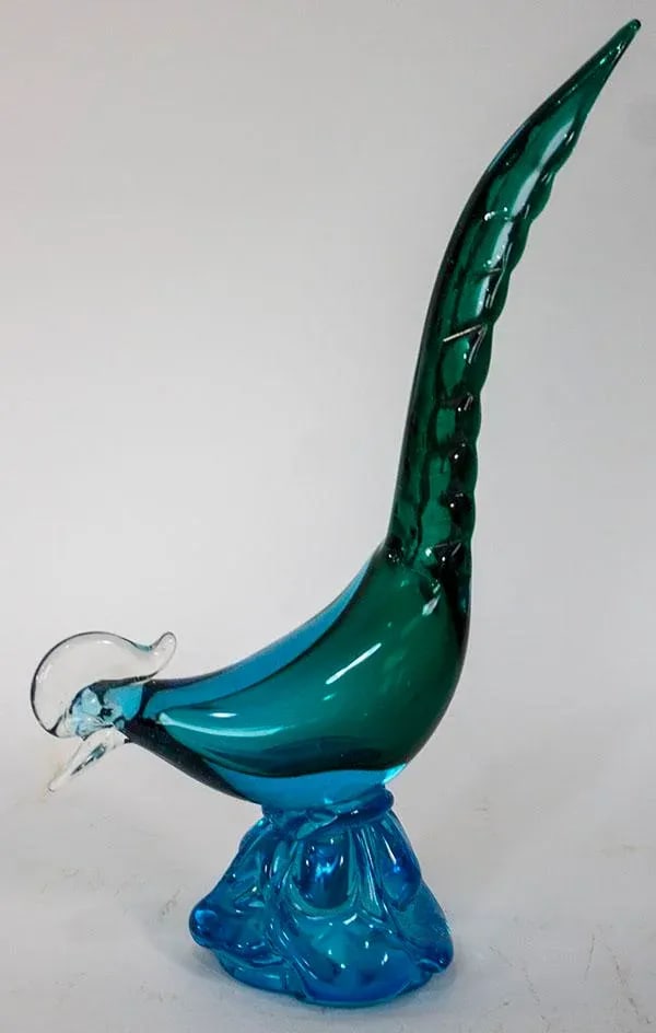 Mid Century Murano Teal Peacock - 8