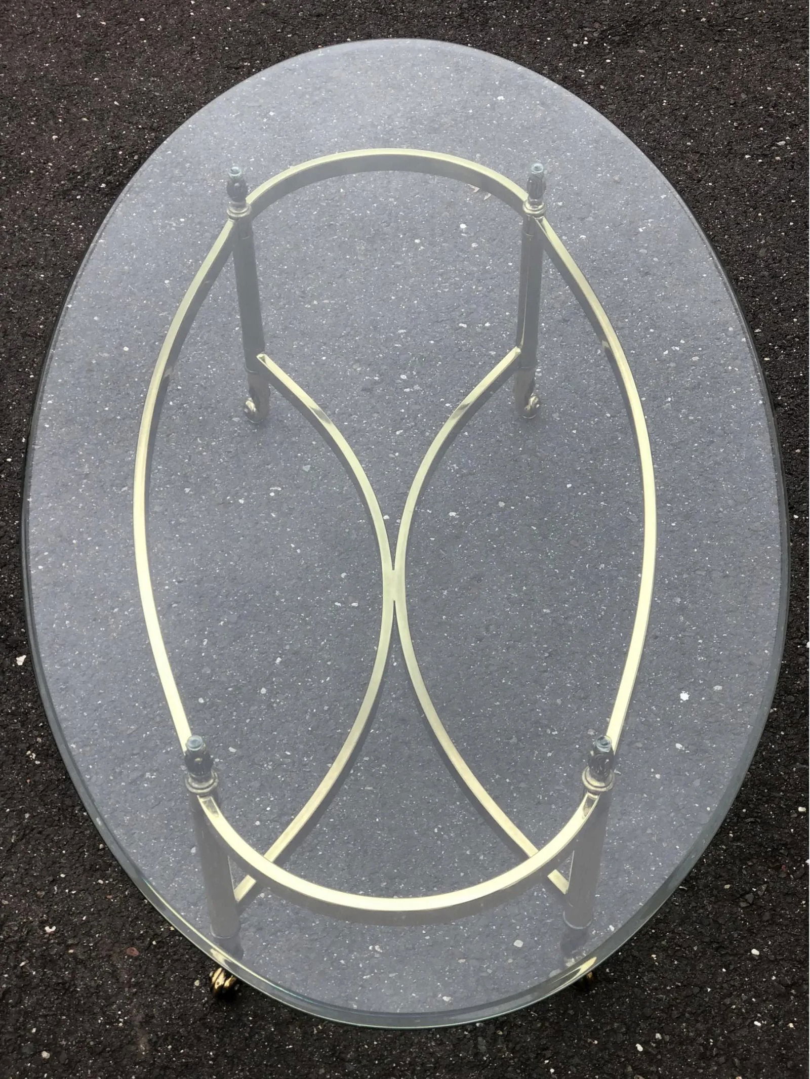 1960s Vintage Art Deco Style Brass Oval Coffee Table - 8