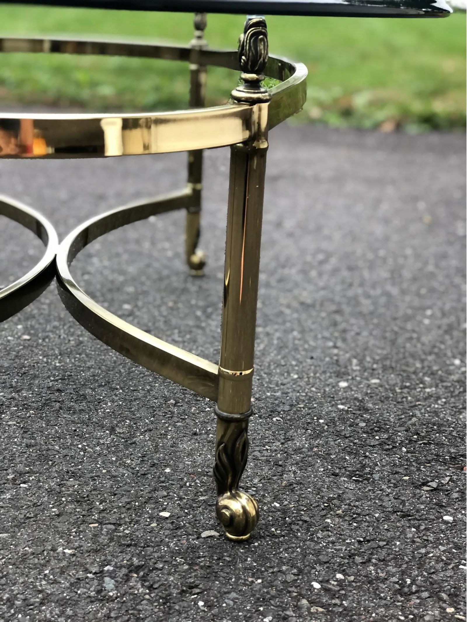1960s Vintage Art Deco Style Brass Oval Coffee Table - 9