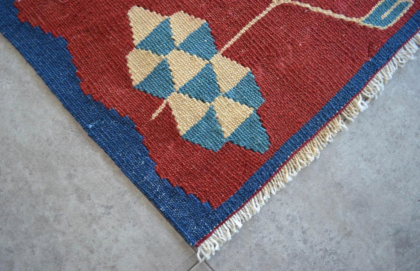 1980s Hand Woven Oushak Kilim Flat Weave Wool Area Rug - 10