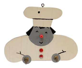 Folk Art "Chef" Wall-Mounted Key Holder